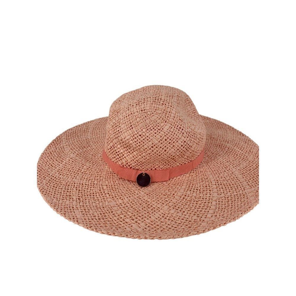 Dorothy Perkins Pink Straw Sun Hat Charm Ribbon 3715 Floppy Packable Resort